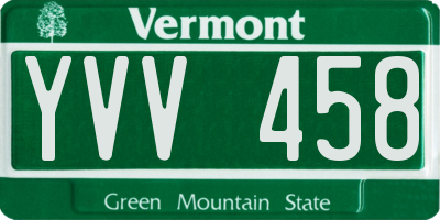 VT license plate YVV458