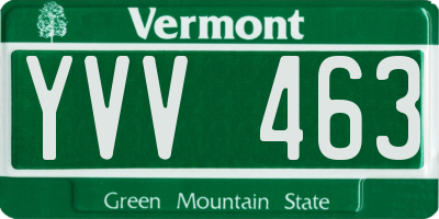 VT license plate YVV463