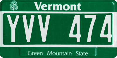 VT license plate YVV474