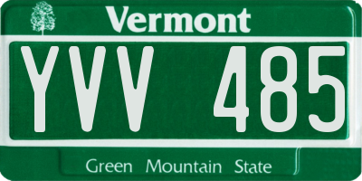VT license plate YVV485