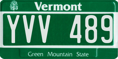 VT license plate YVV489