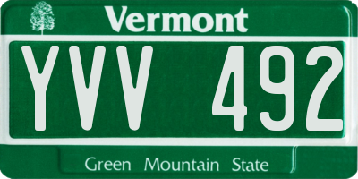 VT license plate YVV492