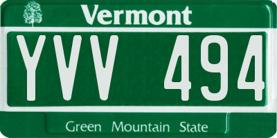 VT license plate YVV494