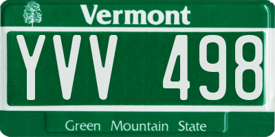 VT license plate YVV498