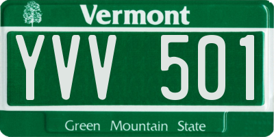 VT license plate YVV501