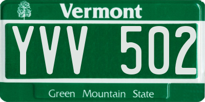 VT license plate YVV502