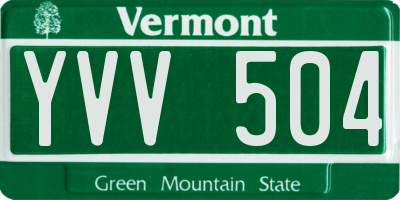 VT license plate YVV504