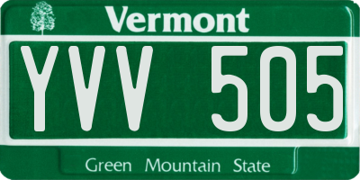 VT license plate YVV505