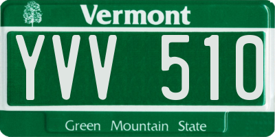 VT license plate YVV510