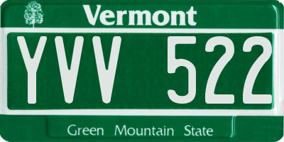 VT license plate YVV522
