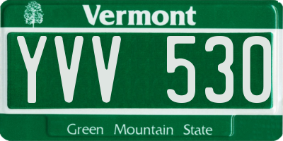 VT license plate YVV530