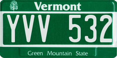 VT license plate YVV532