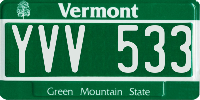 VT license plate YVV533