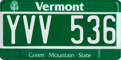 VT license plate YVV536