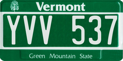 VT license plate YVV537
