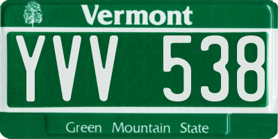VT license plate YVV538