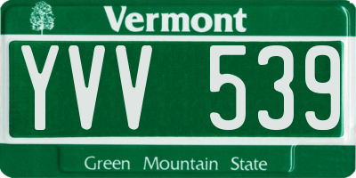VT license plate YVV539