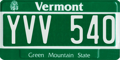 VT license plate YVV540