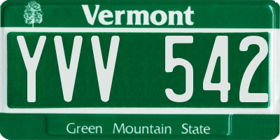 VT license plate YVV542