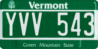 VT license plate YVV543