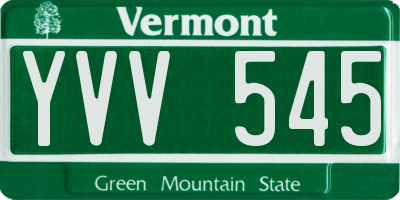 VT license plate YVV545