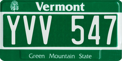 VT license plate YVV547