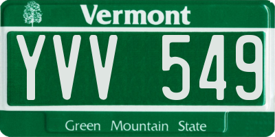 VT license plate YVV549