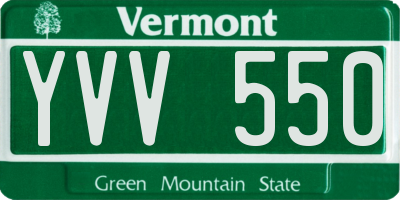 VT license plate YVV550