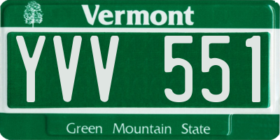 VT license plate YVV551