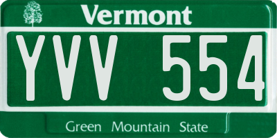 VT license plate YVV554