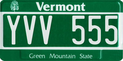 VT license plate YVV555