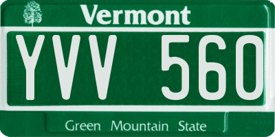 VT license plate YVV560