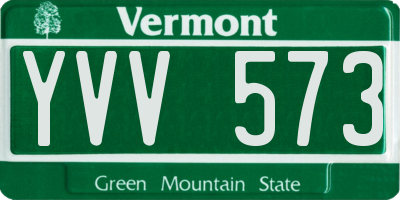 VT license plate YVV573