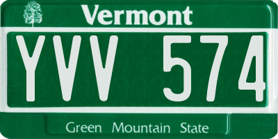 VT license plate YVV574