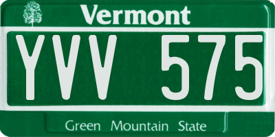 VT license plate YVV575
