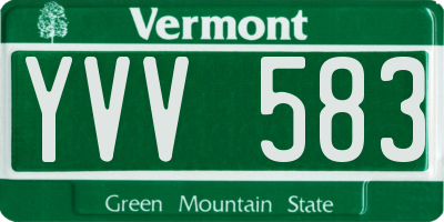 VT license plate YVV583