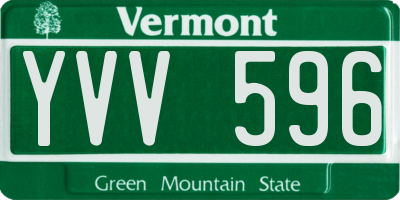 VT license plate YVV596
