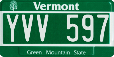 VT license plate YVV597