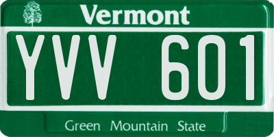 VT license plate YVV601