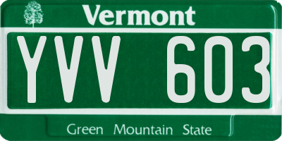 VT license plate YVV603