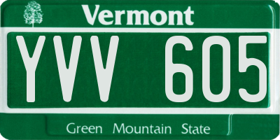 VT license plate YVV605
