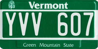 VT license plate YVV607