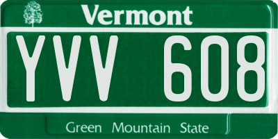 VT license plate YVV608
