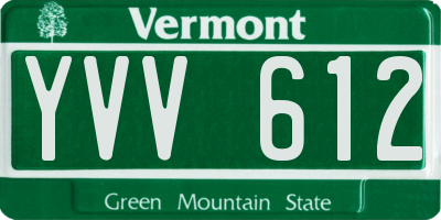 VT license plate YVV612
