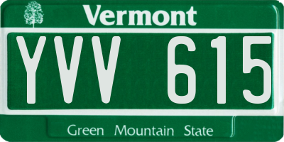 VT license plate YVV615