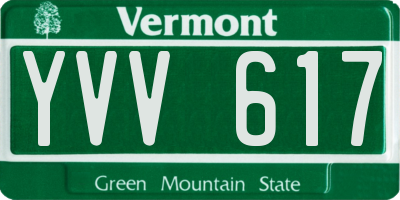 VT license plate YVV617