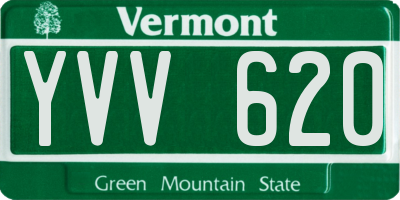 VT license plate YVV620