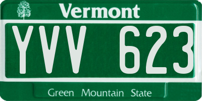 VT license plate YVV623