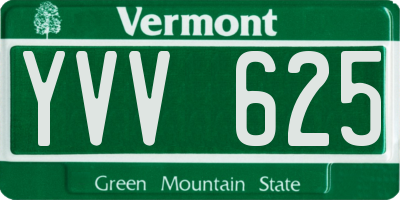VT license plate YVV625