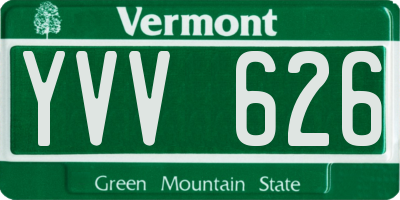 VT license plate YVV626